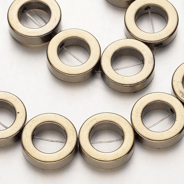 

PandaHall Electroplate Non-magnetic Synthetic Hematite Beads Strands, Ring, Antique Bronze Plated, 14x4mm, Hole: 1mm, about 29pcs/strand...