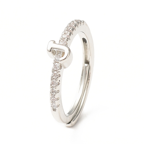 

PandaHall Clear Cubic Zirconia Initial Letter Adjustable Ring, Platinum Brass Jewelry for Women, Letter.J, Inner Diameter: 18mm Brass+Cubic...