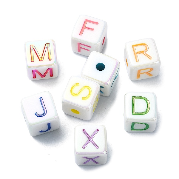 

PandaHall Opaque Acrylic Beads, AB Color, Cube with Letter A~Z, Mixed Color, 14x14x14mm, Hole: 3.7mm Acrylic Cube Multicolor
