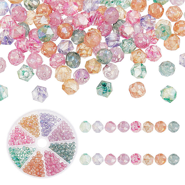 

PandaHall arricraft 320 Pcs 8 Colors Faceted Glass Beads 2 Styles, Polygon & Round AB Color Electroplate Faceted Bracelet Beads Transparent..., Multicolor