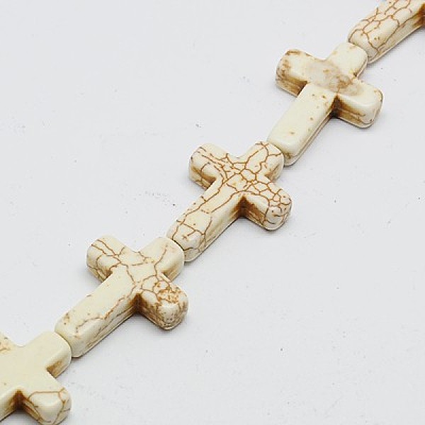 

PandaHall Synthetic Turquoise Beads Strands, Dyed, Cross, Beige, 20x15x4mm, Hole: 1mm, about 20pcs/strand, 15.5 inch Synthetic Turquoise..., Yellow