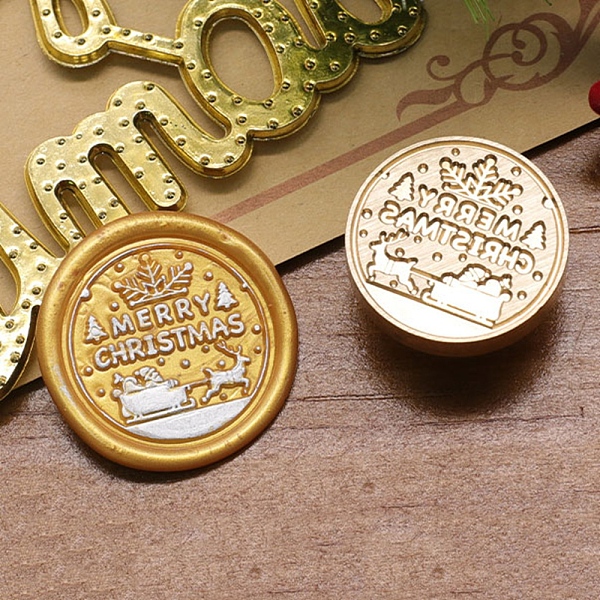 

PandaHall Merry Christmas Series Wax Seal Brass Stamp Head, for Wax Seal Stamp, Golden, Word, 25x14mm, Inner Diameter: 7.5mm Brass Word