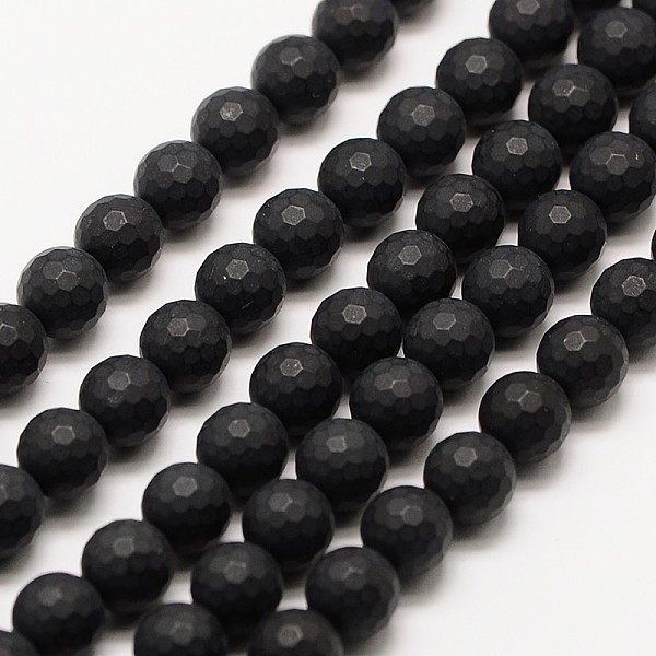 

PandaHall Frosted Natural Black Agate Bead Strands, Faceted(128 Facets) Round, 10mm, Hole: 2mm, about 38pcs/strand, 15 inch Black Agate...