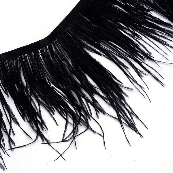

PandaHall Fashion Ostrich Feather Cloth Strand Costume Accessories, Black, 100~150mm, about 10m/bag Feather Feather Black