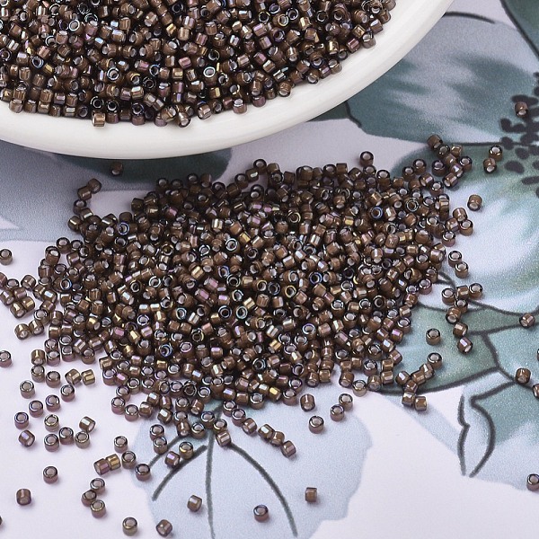 

PandaHall MIYUKI Delica Beads, Cylinder, Japanese Seed Beads, 11/0, (DB1790) White Lined Sable Brown AB, 1.3x1.6mm, Hole: 0.8mm, about...