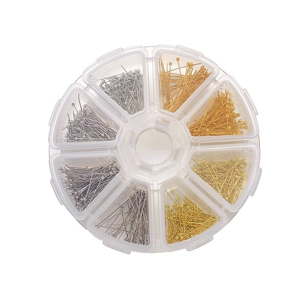 

PandaHall Brass Ball Head Pins, Platinum & Golden, 16mm/20mm/25mm/30mmx0.6mm, 22 Gauge, Head: 2mm, 700pcs/box Brass