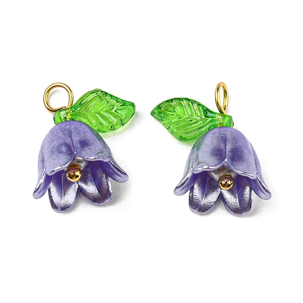 

PandaHall Acrylic Pendants, with Golden Brass Loops, Pearl with Lily of the Valley, Dark Orchid, 13~13.5x10~11.5mm, Hole: 2.5~3mm...