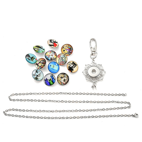 

PandaHall SUNNYCLUE DIY Necklaces Making Kit, Including Platinum Plated Brass Jewelry Snap Buttons, Alloy Snap Pendant Making, with Swivel...