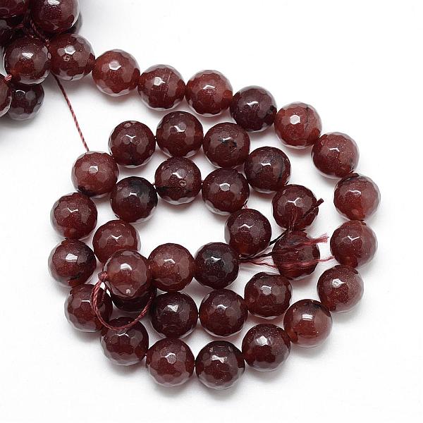 

PandaHall Natural White Jade Bead Strands, Dyed, Faceted, Round, Sienna, 10~11mm, Hole: 1mm, about 37~39pcs/strand, 14.37~14.57 inch White..., Brown