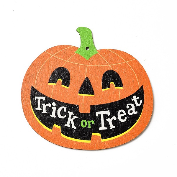 

PandaHall Single Face Printed Wood Big Pendants, Halloween Charms, Pumpkin, 120x126x3.5mm, Hole: 3.5mm Wood Pumpkin