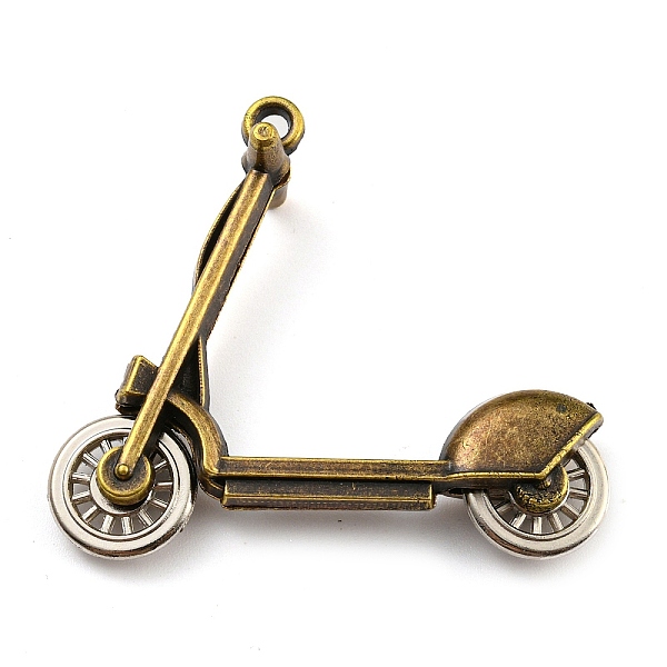

PandaHall Tibetan Style Alloy Pendants, Scooter, Cadmium Free & Lead Free, Antique Bronze, 39.5x45x14mm, Hole: 2mm Alloy Others