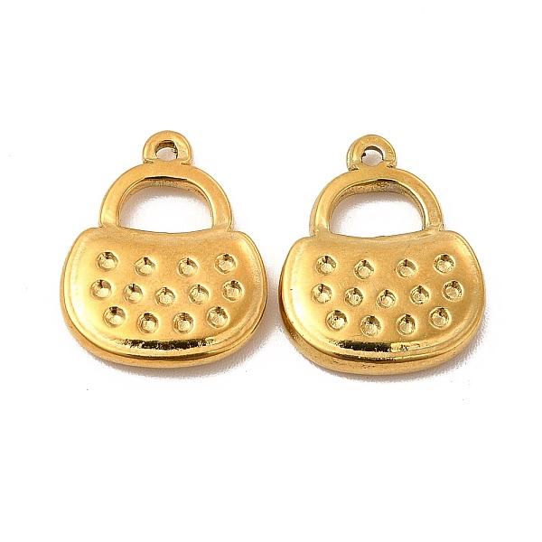 

PandaHall Ion Plating(IP) 304 Stainless Steel Pendant Rhinestone Settings, Bag, Golden, Fit for Rhinestone: 1mm, 17x13.5x2.5mm, Hole: 1.2mm...