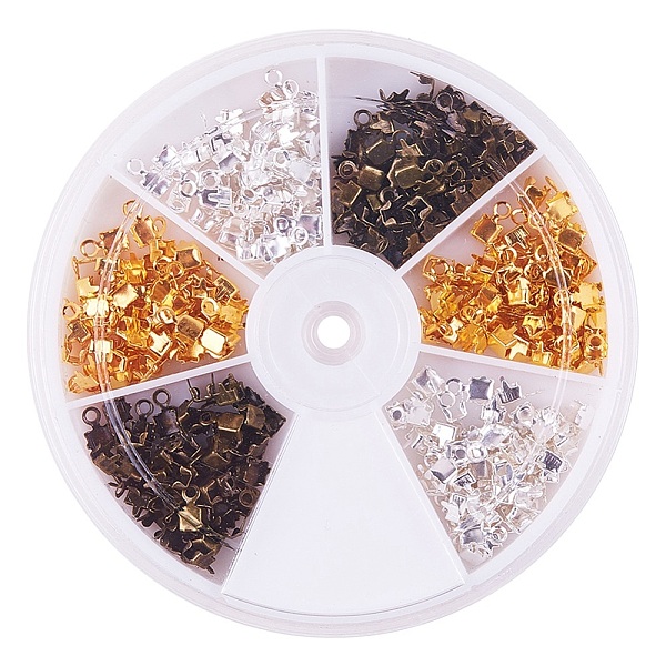 

PandaHall 300 pcs Brass Rectangle Cord Crimp Ends Caps Jewellery Ends, Mixed Color Iron