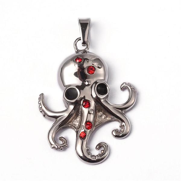 

PandaHall 304 Stainless Steel Enamel Pendants, with Rhinestones, Octopus, Stainless Steel Color, 38x29x7mm, Hole: 8x4mm Stainless..., Red