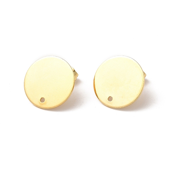

PandaHall 201 Stainless Steel Stud Earring Findings, with 304 Stainless Steel Pin & Hole & Friction Ear Nuts, Flat Round, Real 24K Gold...
