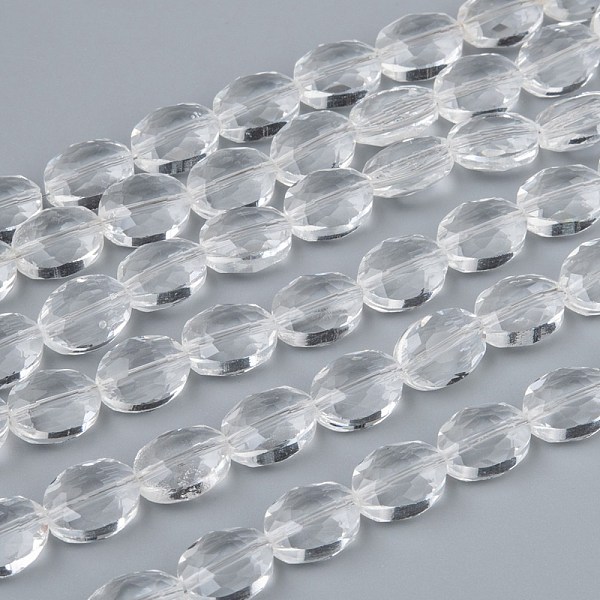 

PandaHall Glass Bead Strands, Crystal Bead Strands, Faceted, Oval, Clear, 12x9x6mm, Hole: 1mm, about 60pcs/strand, 28.3 inch Glass Oval...