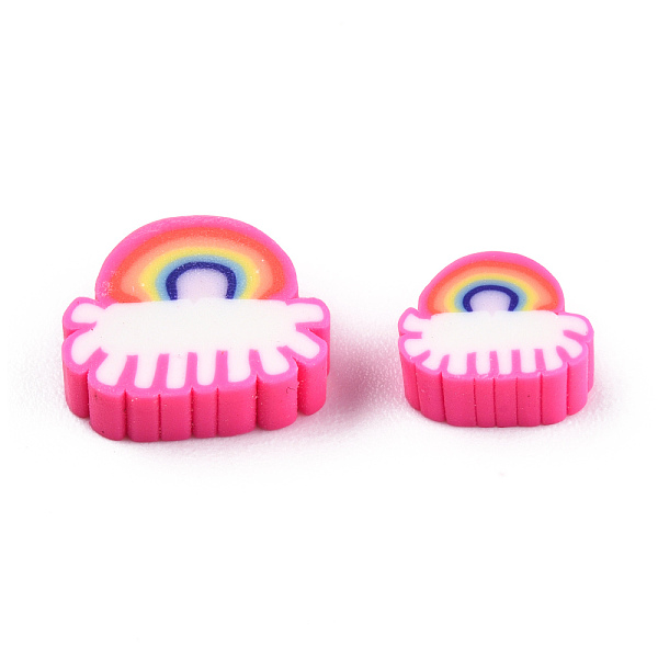 

PandaHall Handmade Polymer Clay Beads, Rainbow, Deep Pink, 6~9x8~11x4mm, Hole: 1.6mm Polymer Clay Rainbow