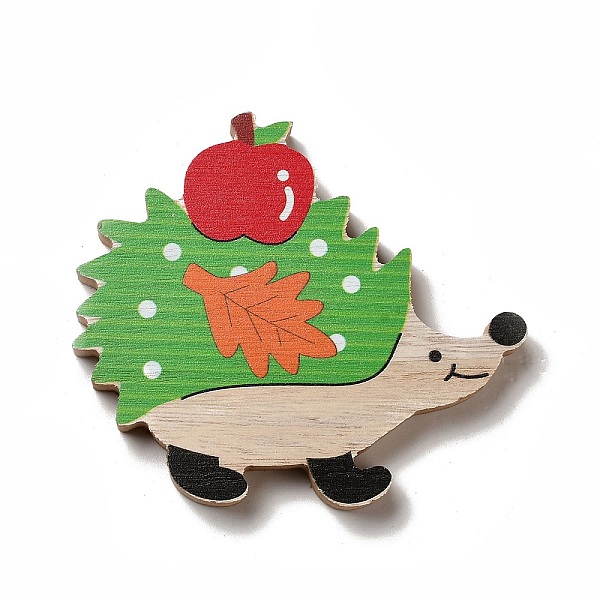 

PandaHall Autumn Single Face Printed Wood Cabochons, Hedgehog, 99x110x12mm Wood Hedgehog