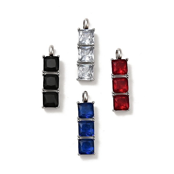 

PandaHall 316 Surgical Stainless Steel Micro Pave Cubic Zirconia Pendants, Stainless Steel Color, Rectangle, Mixed Color, 29x8x5.5mm, Hole..., Multicolor