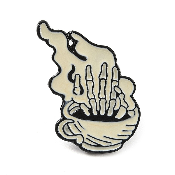 

PandaHall Enamel Pins, Black Alloy Brooch, for Backpack Clothes, Skeleton Hand Coffee, 31x25x2mm Alloy+Enamel Others Yellow