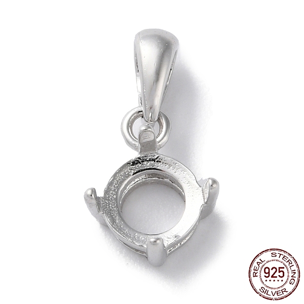 

PandaHall Rhodium Plated Rack Plating 925 Sterling Silver Pendants Cabochon Settings, 4-Prong Bezel Setting, Flat Round, with 925 Stamp...