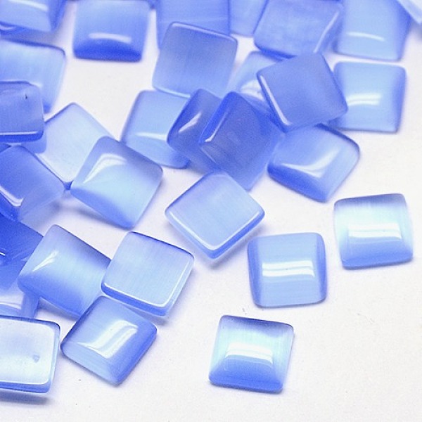 

PandaHall Cat Eye Cabochons, Square, Cornflower Blue, 12x12x3mm Glass Square Blue