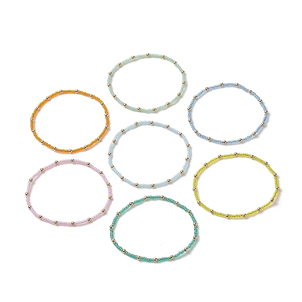 7шт 7 цветных стеклянных бисера стрейч браслеты набор для женщин