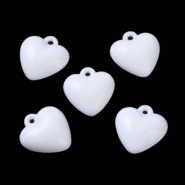 

PandaHall Opaque Acrylic Pendants, Heart Charms, White, 18x16.5x8mm, Hole: 2mm Acrylic White