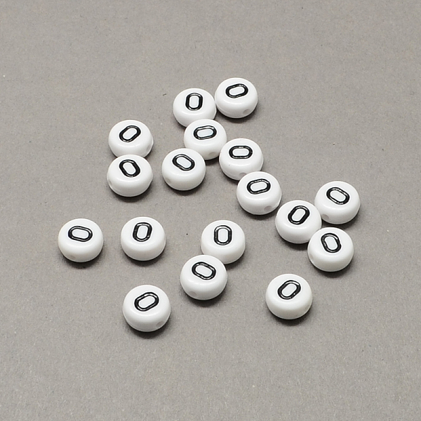

PandaHall White and Black Acrylic Horizontal Hole Letter Beads, Flat Round with Letter.O, 7x4mm, Hole: 1.3mm, about 3600pcs/500g Acrylic...