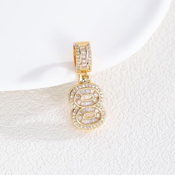 Brass Clear Cubic Zirconia European Dangle Charms