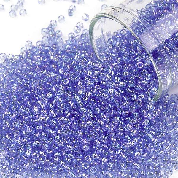 

PandaHall TOHO Round Seed Beads, Japanese Seed Beads, (168) Transparent AB Light Sapphire, 11/0, 2.2mm, Hole: 0.8mm, about 1110pcs/10g Glass..., Blue