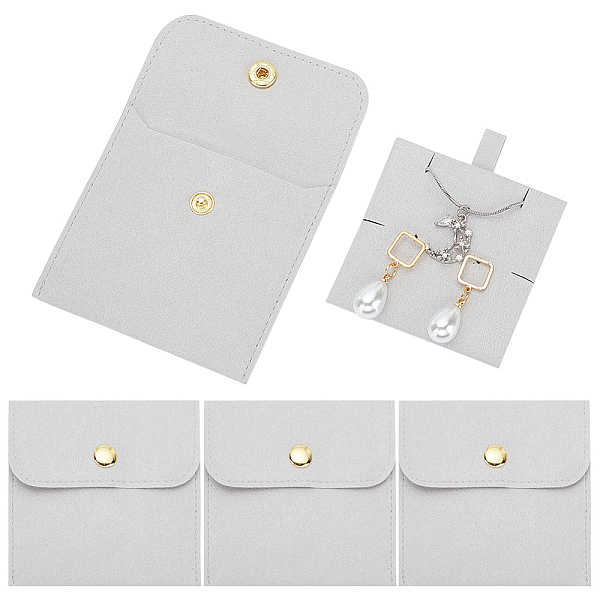 

PandaHall WADORN 4 Sets Square Microfiber Packing Button Bags, Jewelry Envelope Pouches with Jewelry Insert, for Earrings, Bracelets...