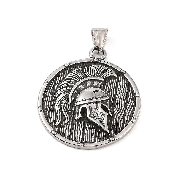 

PandaHall Viking 304 Stainless Steel Pendants, Flat Round with Sparta Charm, Antique Silver, 46x39.5x5.5mm, Hole: 4x7mm 304 Stainless Steel...