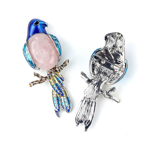 

PandaHall Parrot Natural Rose Quartz Brooch Pin for Women, 68x28mm Rose Quartz Parrot