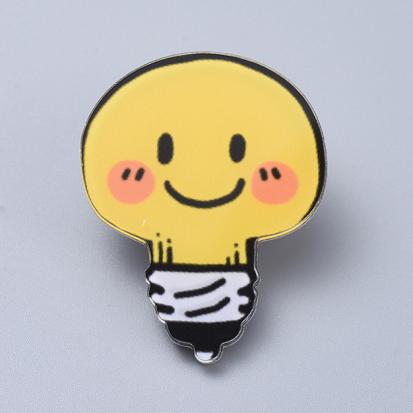 

PandaHall Acrylic Safety Brooches, with Iron Pin, Light Bulb, Yellow, 44x34x8mm, Pin: 0.8mm Acrylic Yellow