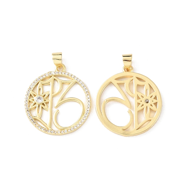 

PandaHall Rack Plating Brass Micro Pave Cubic Zirconia Pendants, Long-Lasting Plated, Cadmium Free & Lead Free, Flat Round, Real 18K Gold..., Clear