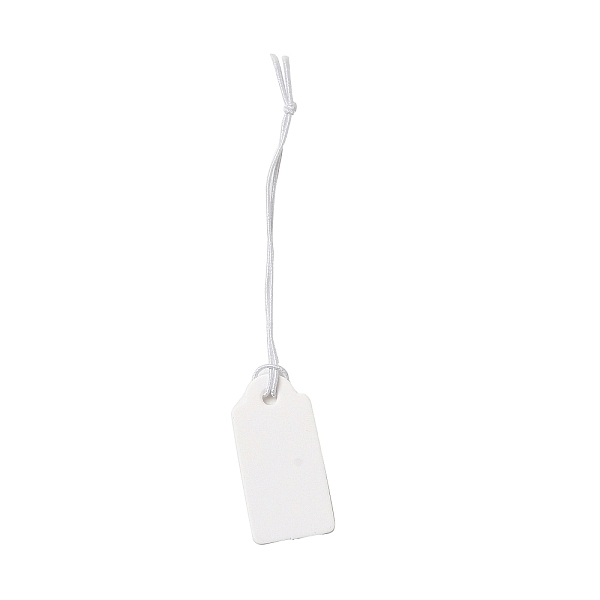 

PandaHall Paper Price Tags, with Elastic Cord, Rectangle, WhiteSmoke, 7.7~8cm, Rectangle: 26x13x0.3mm Paper Rectangle White