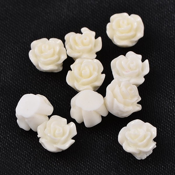 

PandaHall Resin Beads, Flower, White, 6x4mm, Hole: 1mm Resin Flower White