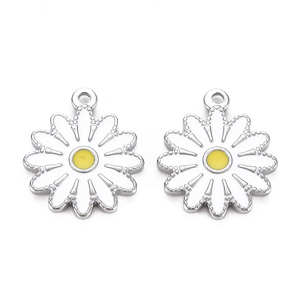 

PandaHall 304 Stainless Steel Enamel Pendants, Stainless Steel Color, Flower, White, 18x15.5x2mm, Hole: 1.4mm Stainless Steel+Enamel Flower...