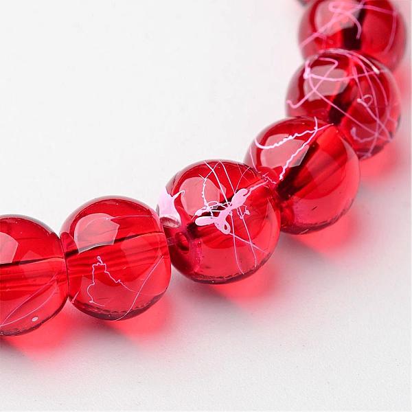 

PandaHall Drawbench Transparent Glass Round Beads Strands, Spray Painted, FireBrick, 8mm, Hole: 1.3~1.6mm, about 100pcs/strand, 31.4 inch..., Red