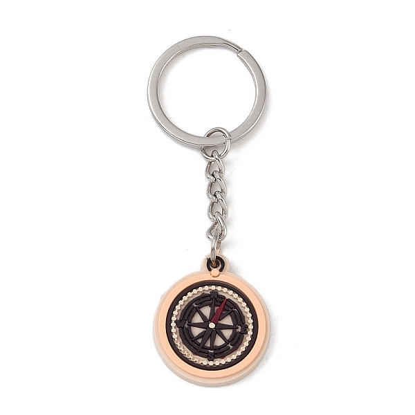 

PandaHall Cartoon PVC Pendant Keychain, with Iron Keychain Findings, Compass, 8.4cm Plastic Others Orange