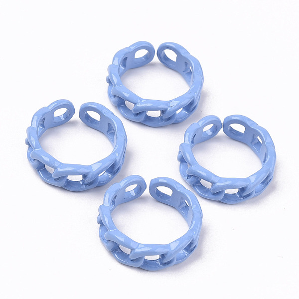 

PandaHall Spray Painted Alloy Cuff Rings, Open Rings, Cadmium Free & Lead Free, Curb Chain Shape, Cornflower Blue, US Size 7 1/4(17.5mm)...
