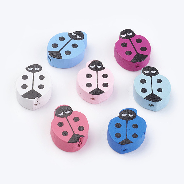 

PandaHall Natural Wood Printed Beads, Dyed, Ladybug, Mixed Color, 19.5x14~15x6mm, Hole: 2mm, about 780pcs/500g Wood Ladybug Multicolor