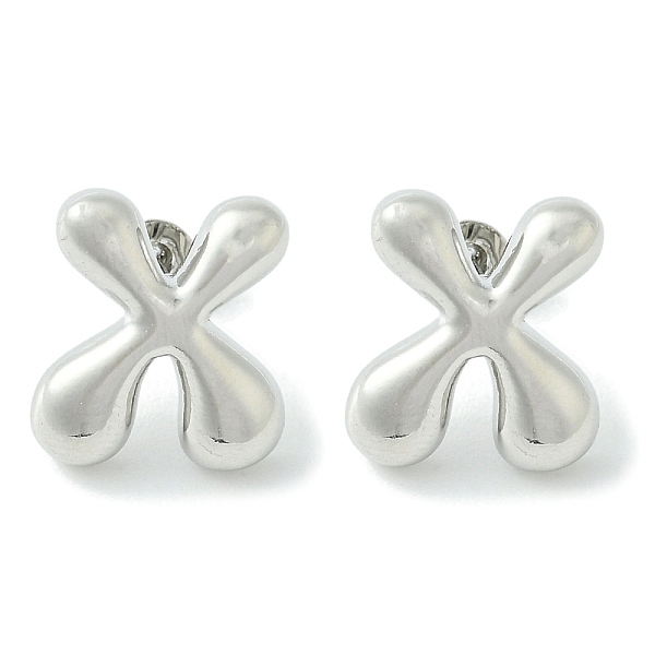 

PandaHall Rack Plating Brass Earrings, Cadmium Free & Lead Free, Long-Lasting Plated, Stud Earrings, Alphabet, Platinum, Letter X, 14x12.5mm...