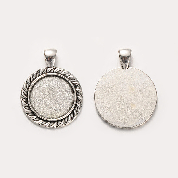 

PandaHall Tibetan Style Alloy Flat Round Pendant Cabochon Settings, Cadmium Free & Lead Free, Antique Silver, Tray: 20mm, 37x28x2mm, Hole...