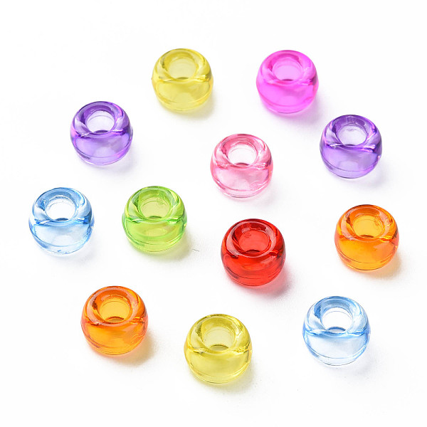 

PandaHall Transparent Acrylic Beads, Rondelle, Mixed Color, 9x5.5mm, Hole: 3.5mm, about 1770pcs/500g Acrylic Rondelle Multicolor