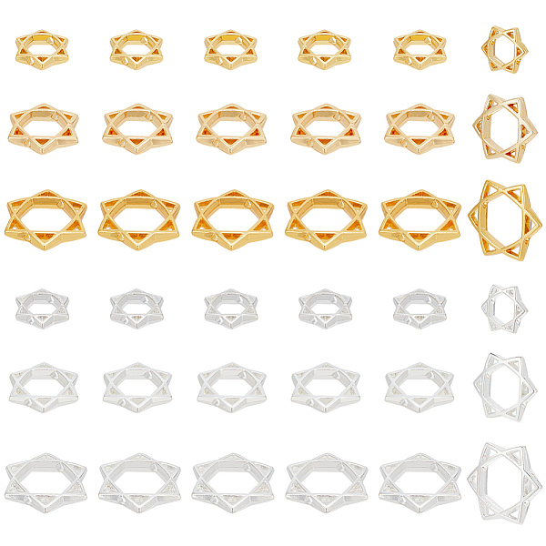 

PandaHall PH 36Pcs Hexagon Bead Frames 18K Gold Plated Bead Frame, 3 Sizes Beading Frames Connectors Double Hole Spacer Frame for Earring...