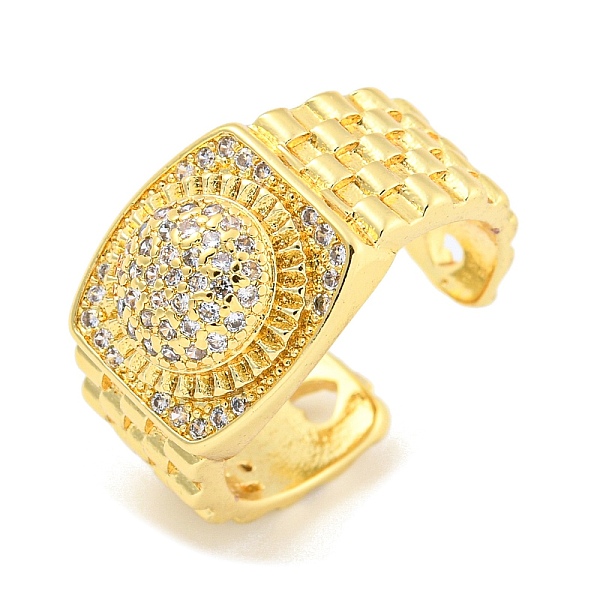 

PandaHall Square Clear Cubic Zirconia Open Cuff Ring, Brass Wide Band Finger Rings for Women, Real 16K Gold Plated, 12mm Brass+Cubic...