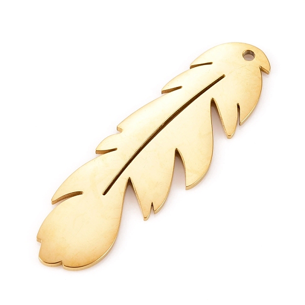 

PandaHall 304 Stainless Steel Pendants, Manual Polishing, Laser Cut, Feather, Golden, 33.5x10.5x0.8mm, Hole: 1.2mm 304 Stainless Steel...