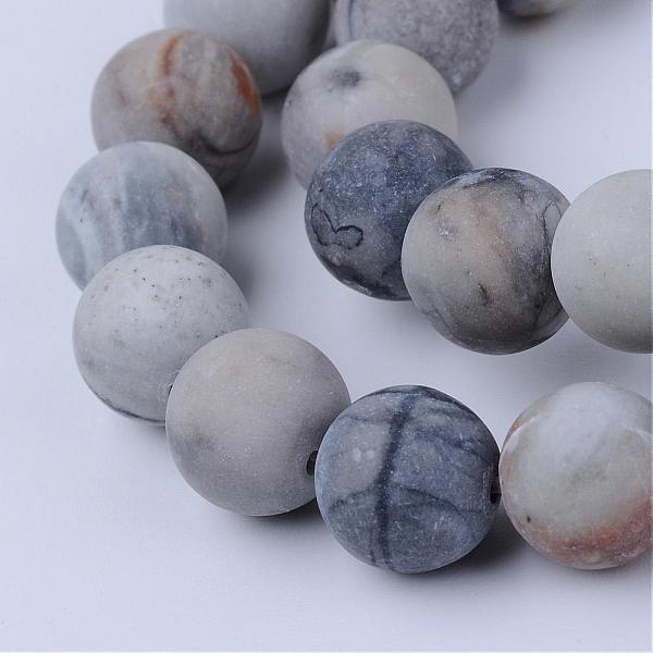 

PandaHall Natural Polychrome Jasper/Picasso Stone/Picasso Jasper Beads Strands, Frosted, Round, 8~8.5mm, Hole: 1mm, about 47pcs/strand, 15.5...
